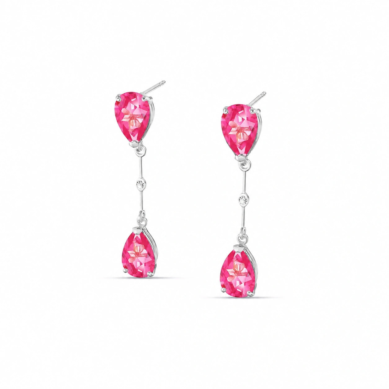 White Gold Heritage Earrings Pink Topaz 10K — Paola