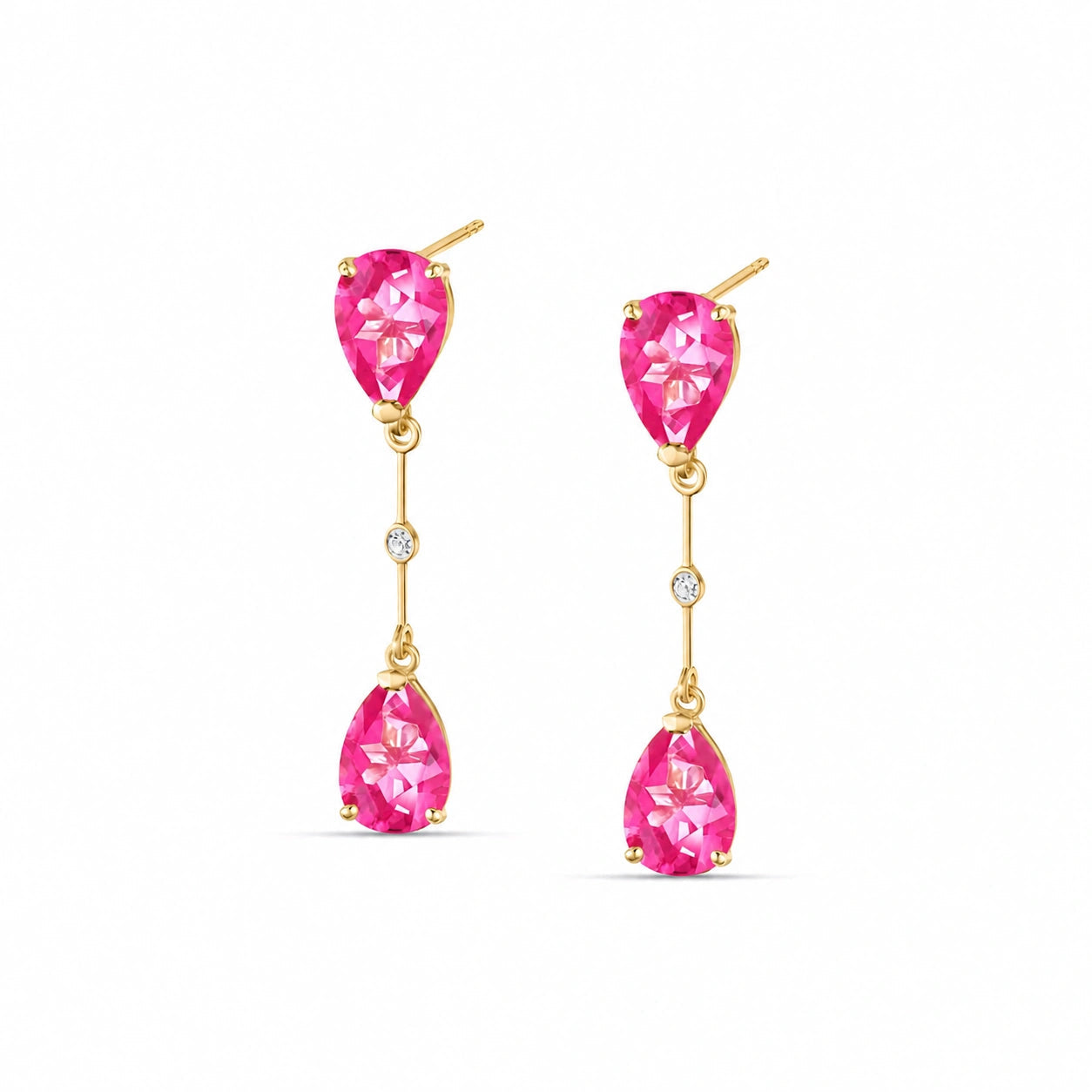 Yellow Gold Heritage Earrings Pink Topaz 10K — Paola