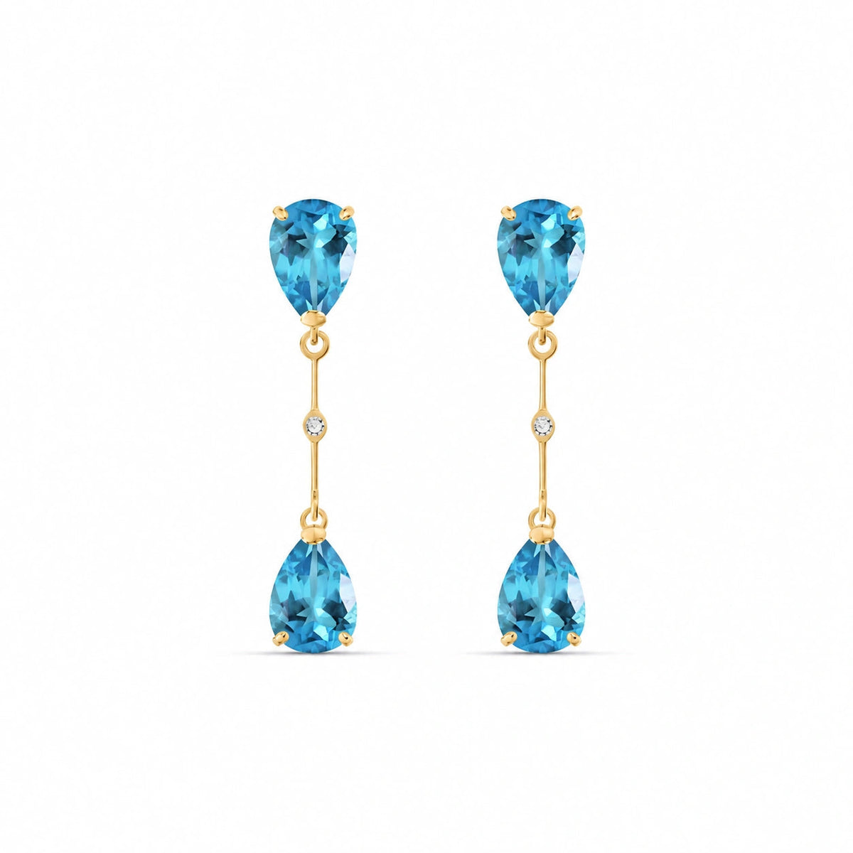Yellow Gold Heritage Earrings Blue Topaz 10K — Paola