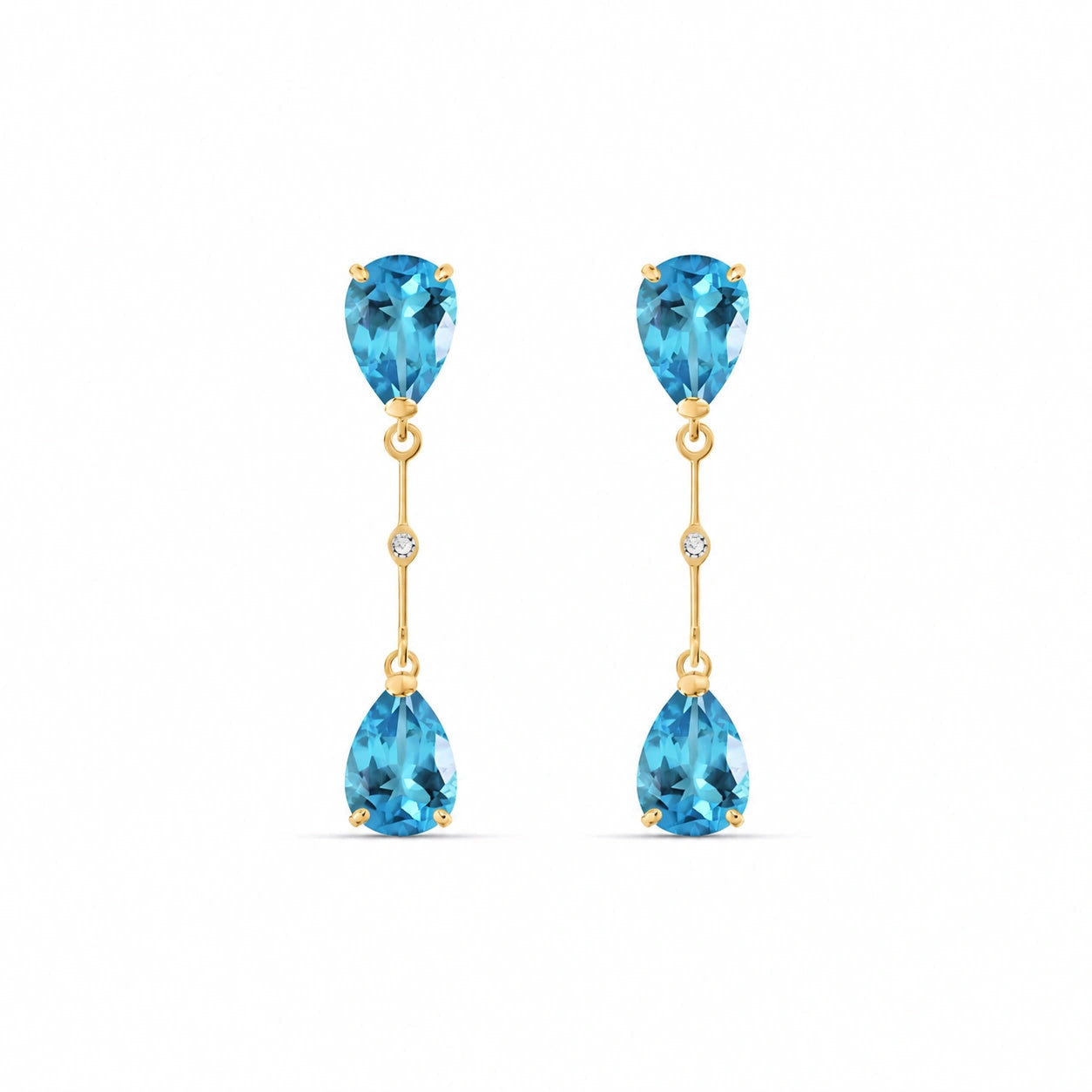 Yellow Gold Heritage Earrings Blue Topaz 10K — Paola