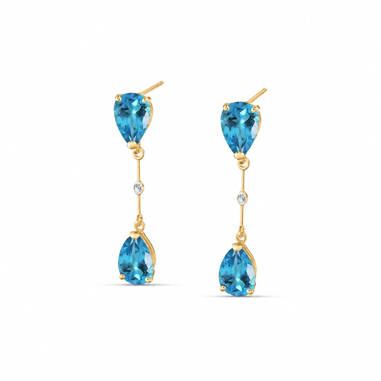 Yellow Gold Heritage Earrings Blue Topaz 10K — Paola