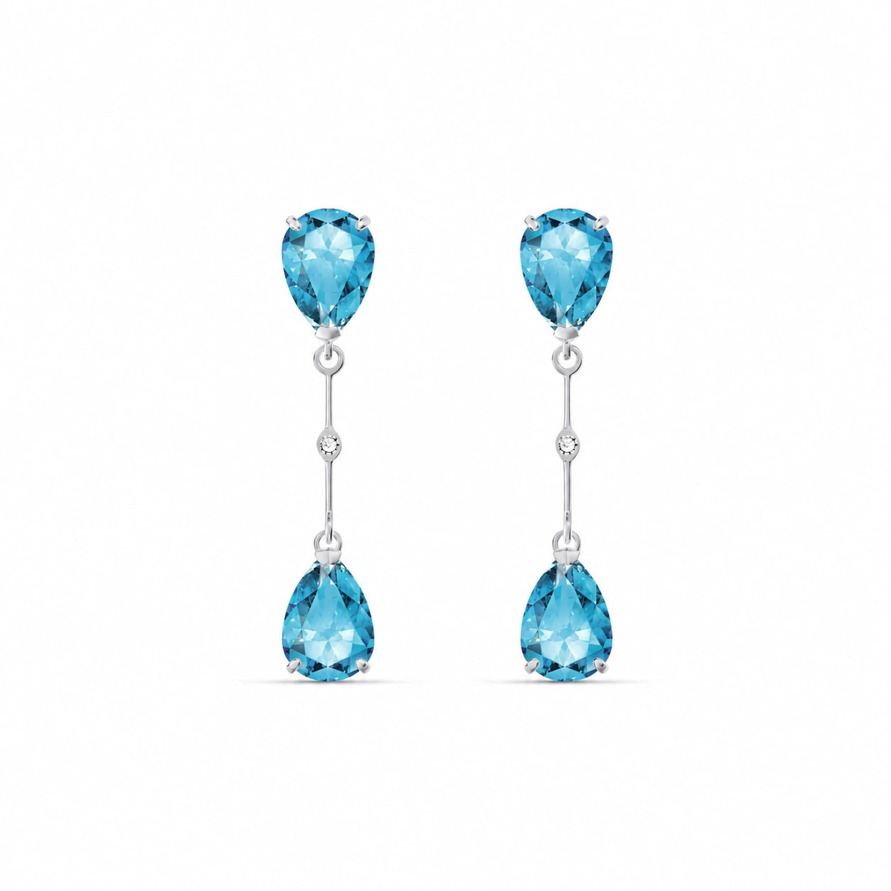 White Gold Blue Topaz & Diamond — Mariagiovannina