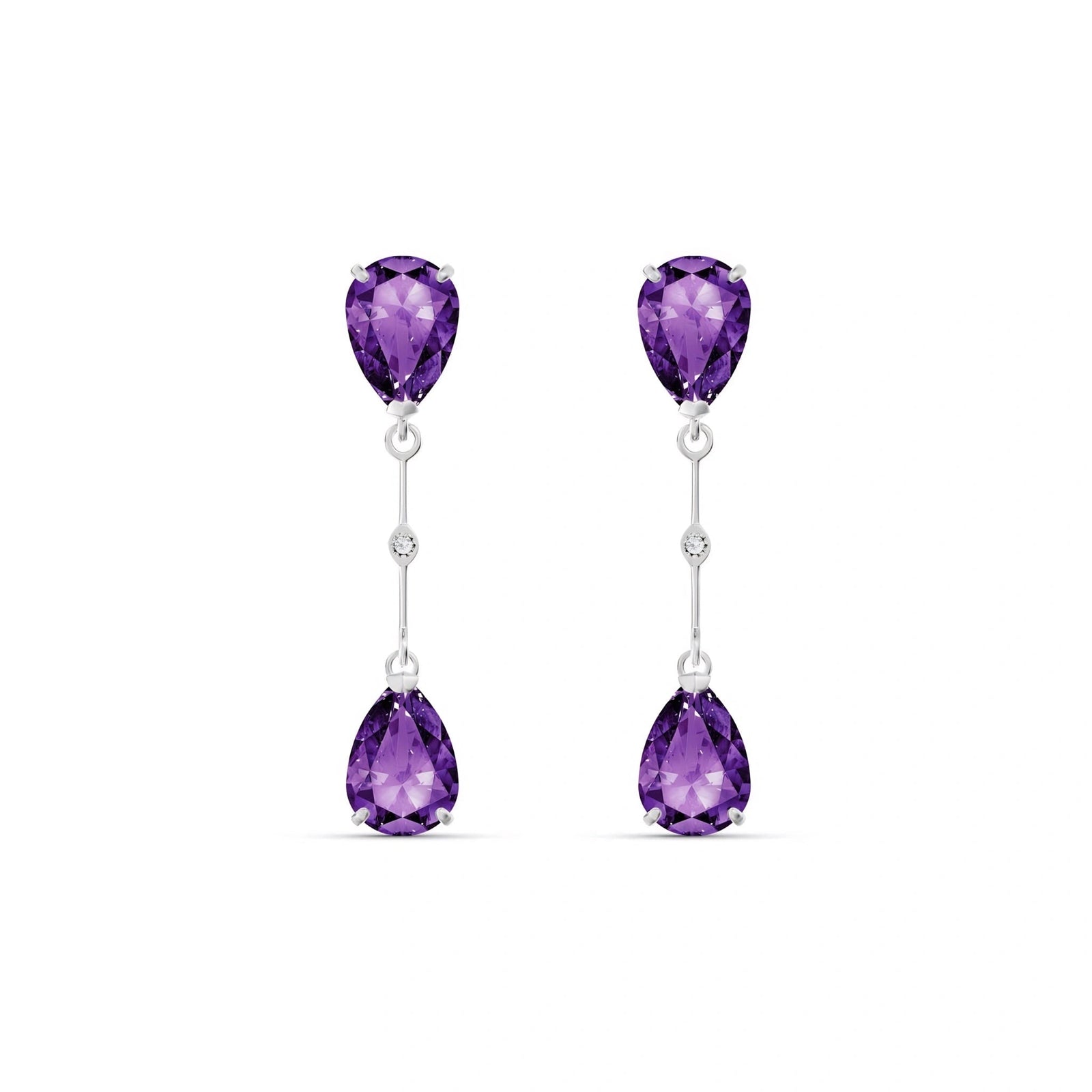 White Gold Heritage Earrings Amethyst 10K — Paola