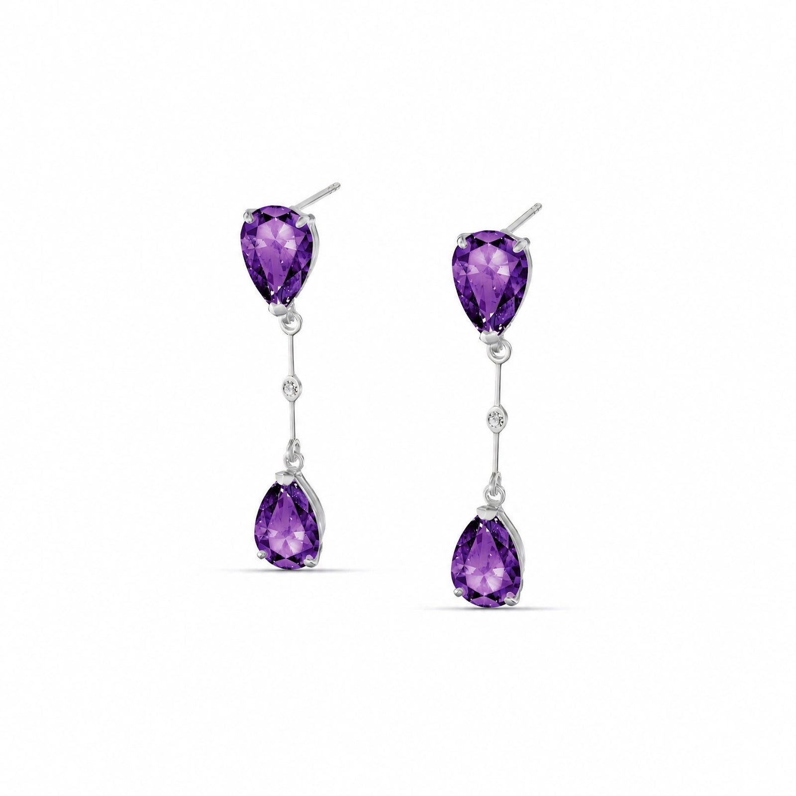 White Gold Heritage Earrings Amethyst 10K — Paola