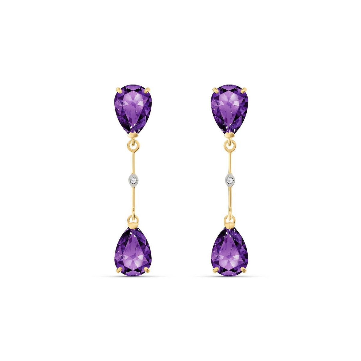 Yellow Gold Heritage Earrings Amethyst 10K — Paola