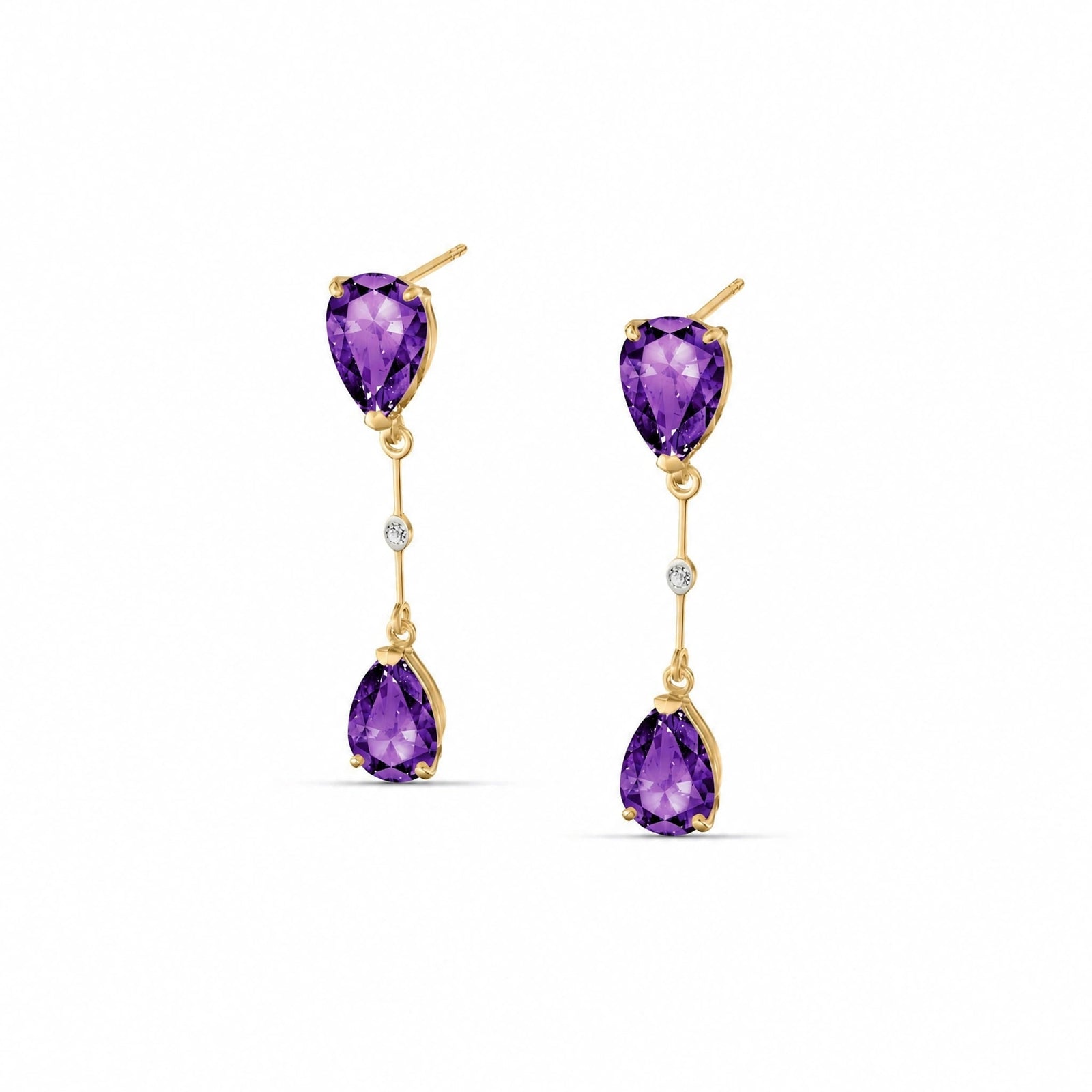 Yellow Gold Heritage Earrings Amethyst 10K — Paola