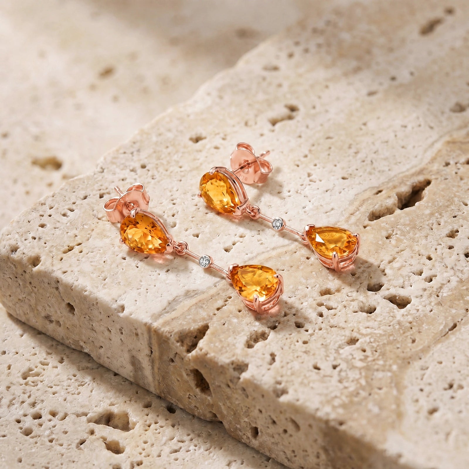 Rose Gold Heritage Earrings Citrine 10K — Paola