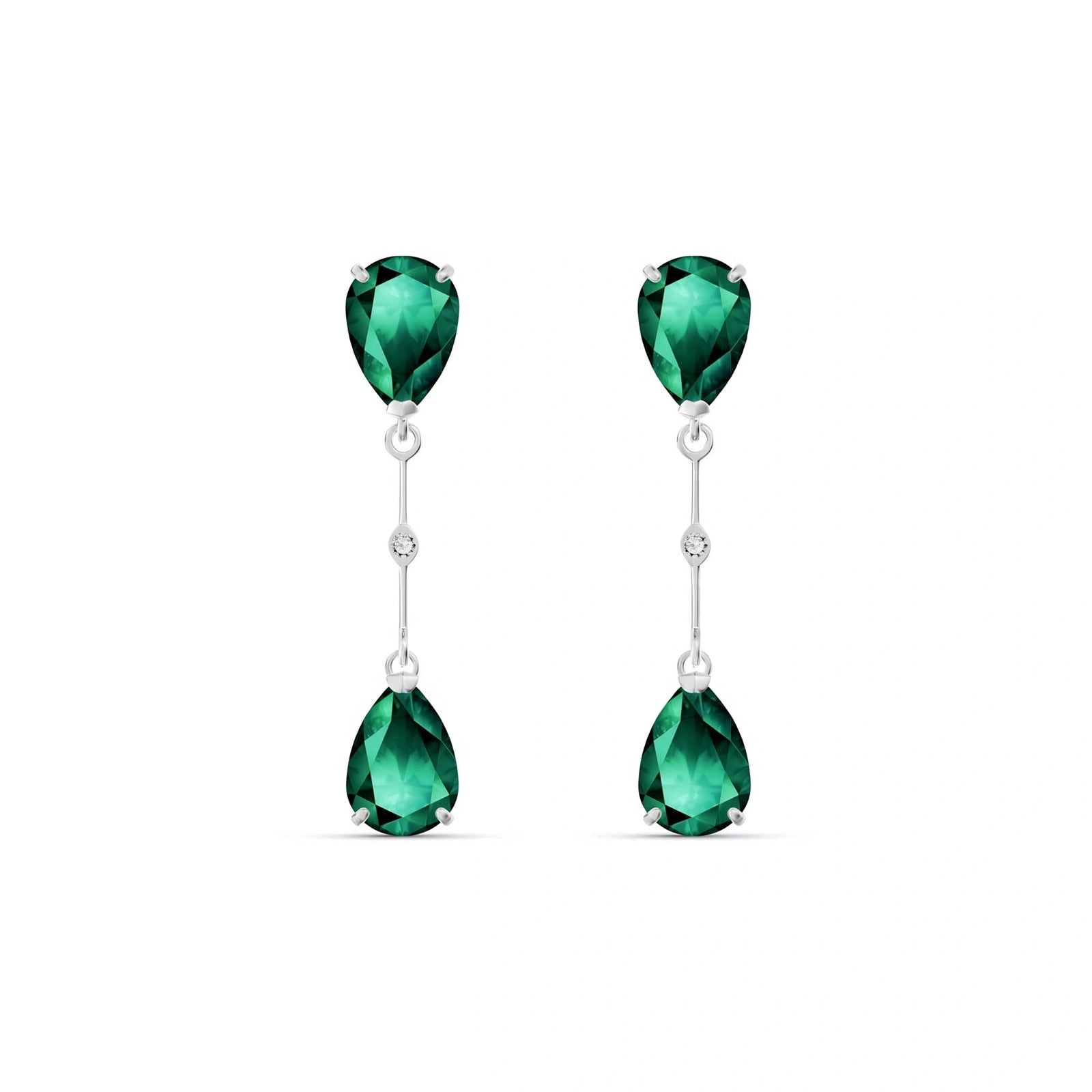 White Gold Heritage Earrings Emerald 10K — Paola