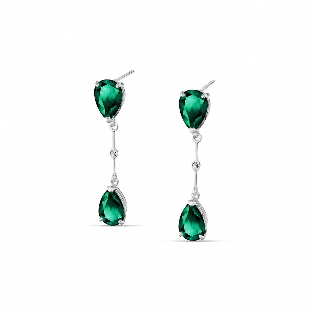 White Gold Heritage Earrings Emerald 10K — Paola
