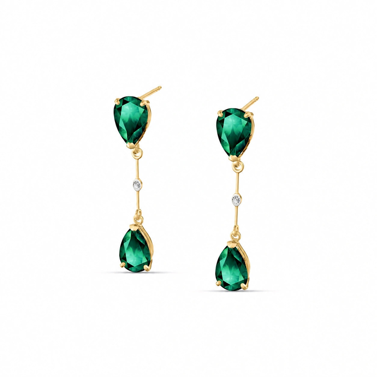 Yellow Gold Heritage Earrings Emerald 10K — Paola