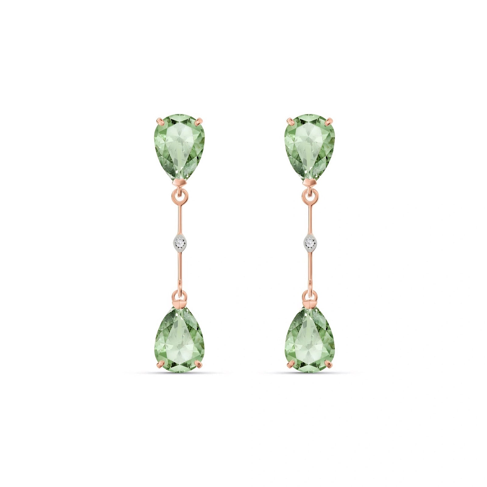 Rose Gold Heritage Earrings Green Amethyst 10K — Paola
