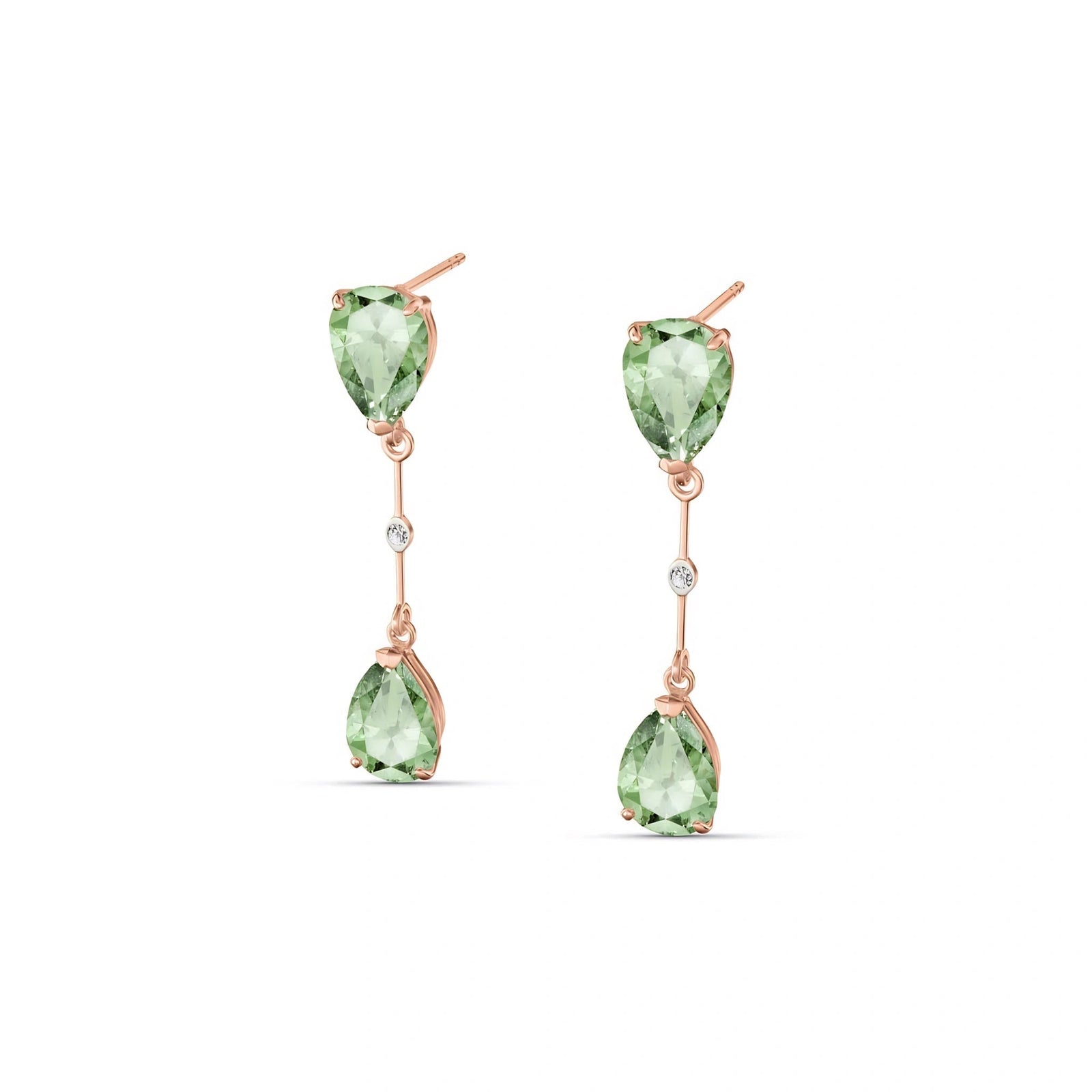 Rose Gold Heritage Earrings Green Amethyst 10K — Paola