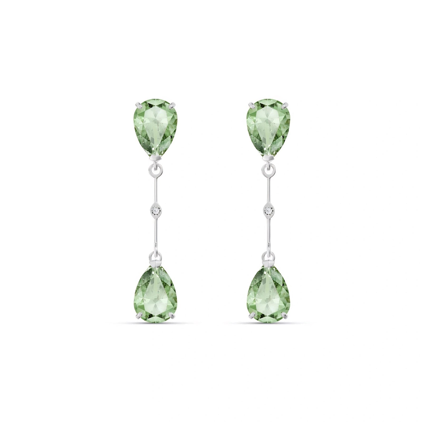 White Gold Heritage Earrings Green Amethyst 10K — Paola