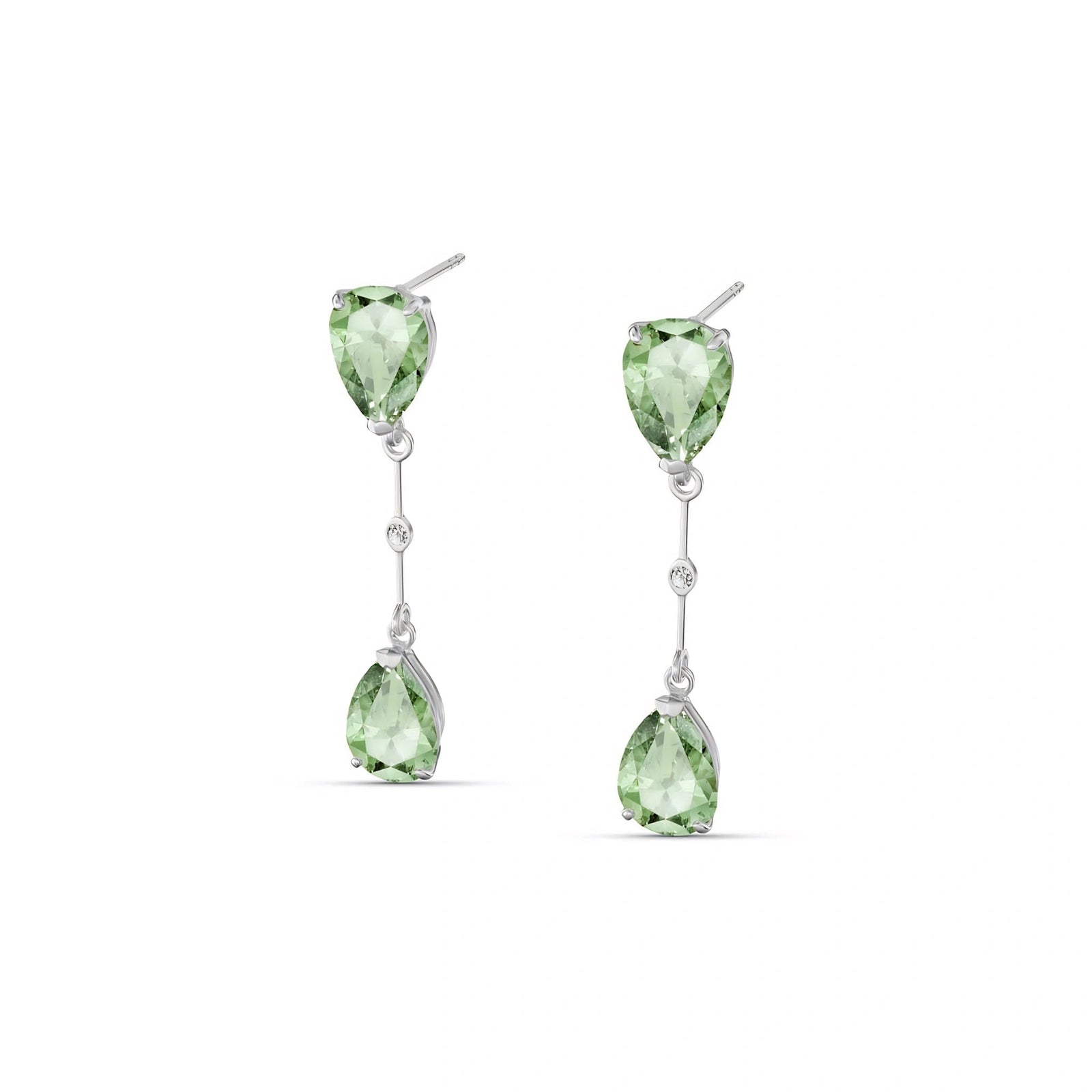 White Gold Heritage Earrings Green Amethyst 10K — Paola
