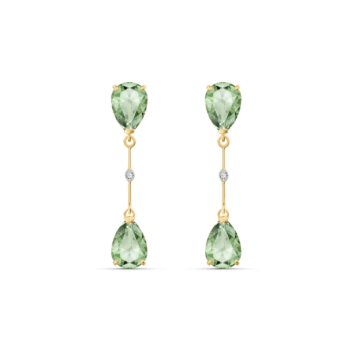 Yellow Gold Heritage Earrings Green Amethyst 10K — Paola