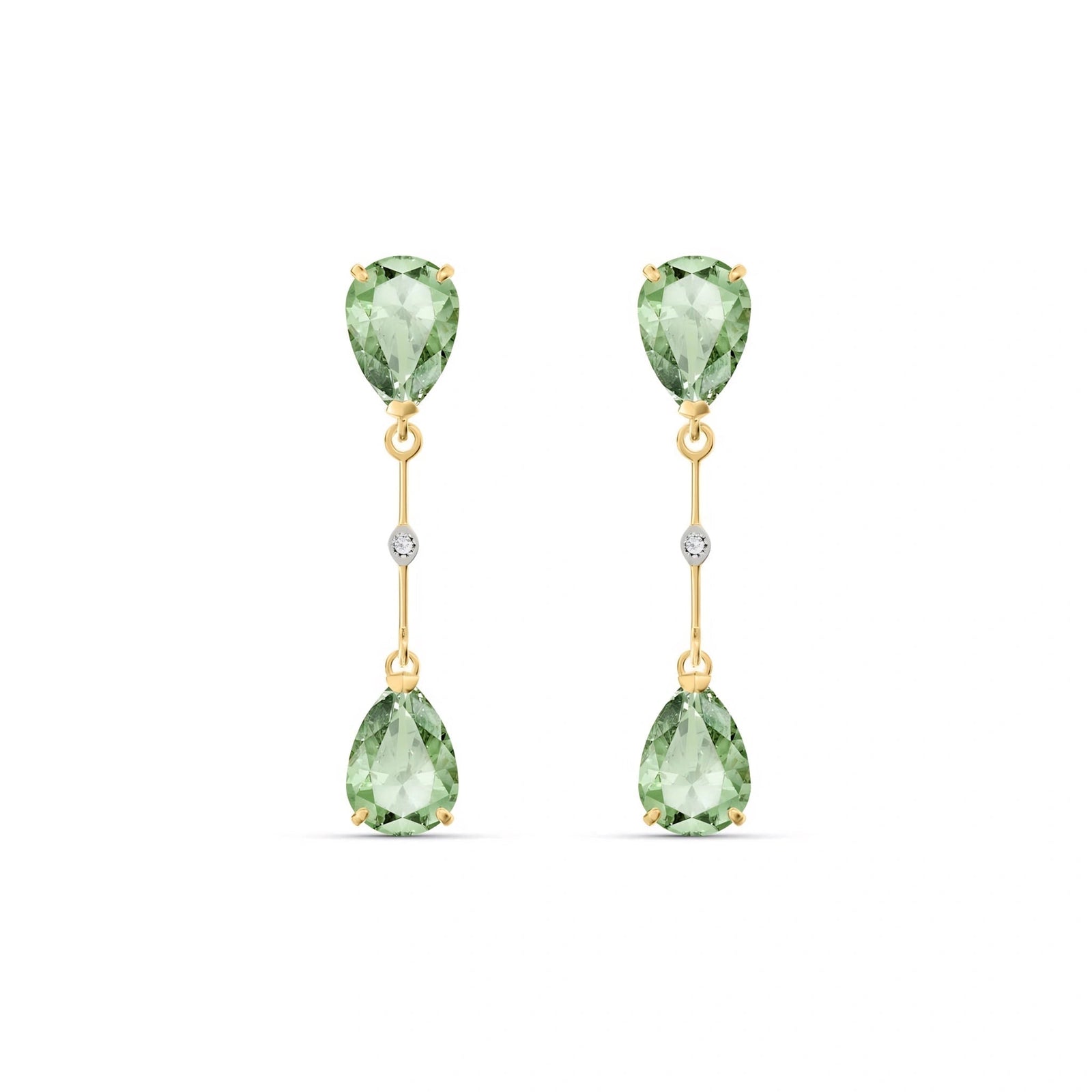 Yellow Gold Heritage Earrings Green Amethyst 10K — Paola