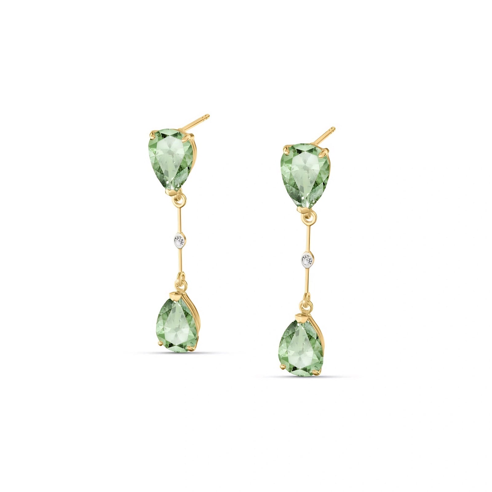 Yellow Gold Heritage Earrings Green Amethyst 10K — Paola