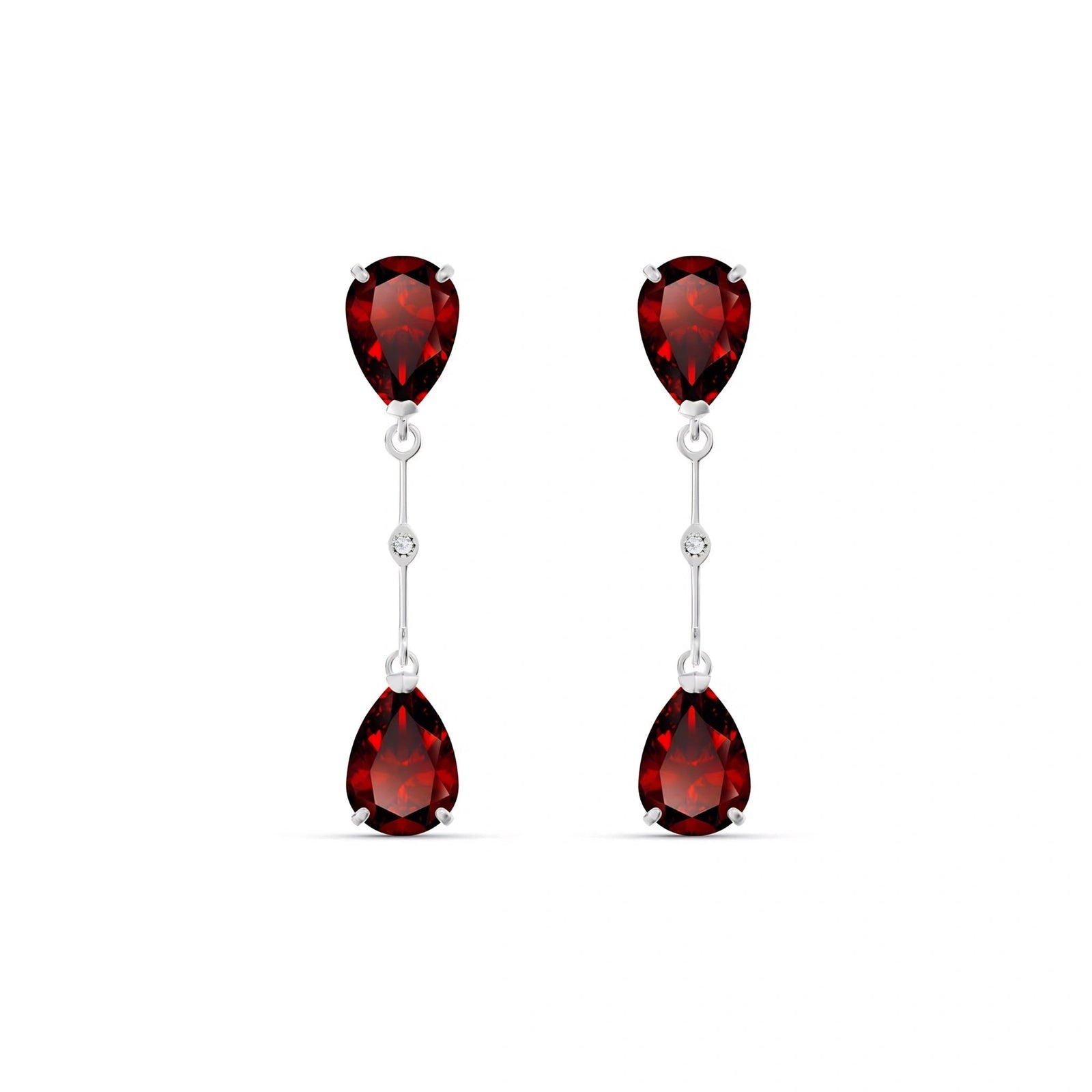 White Gold Heritage Earrings Garnet 10K — Paola