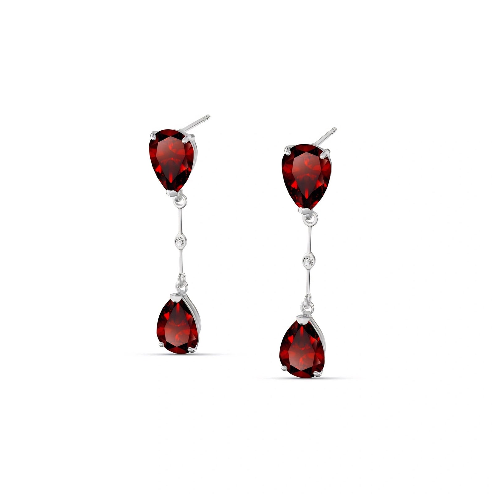 White Gold Heritage Earrings Garnet 10K — Paola