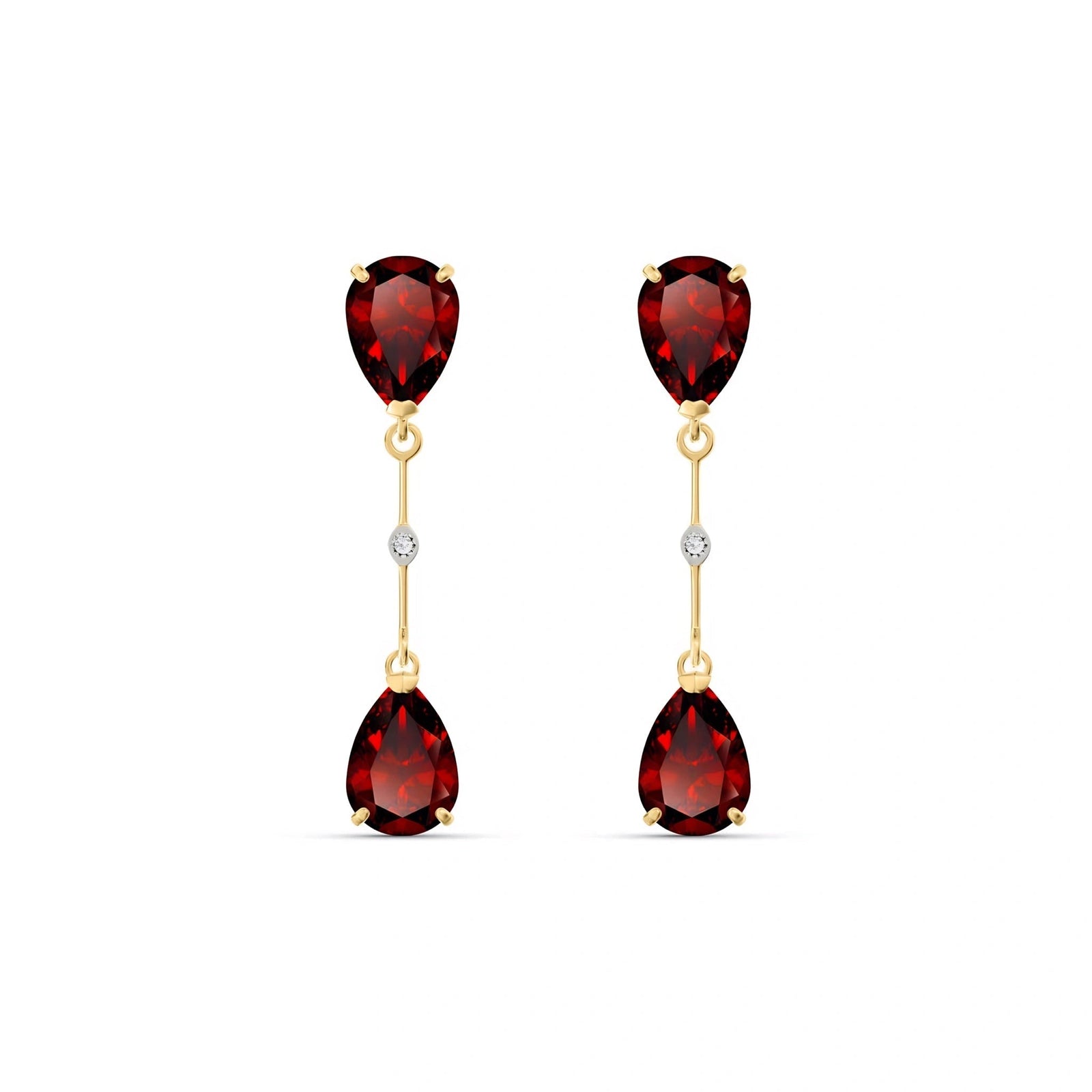 Yellow Gold Heritage Earrings Garnet 10K — Paola