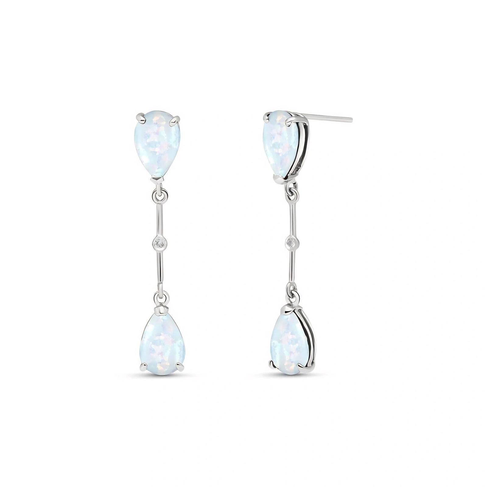 White Gold Heritage Earrings Opal 10K — Paola