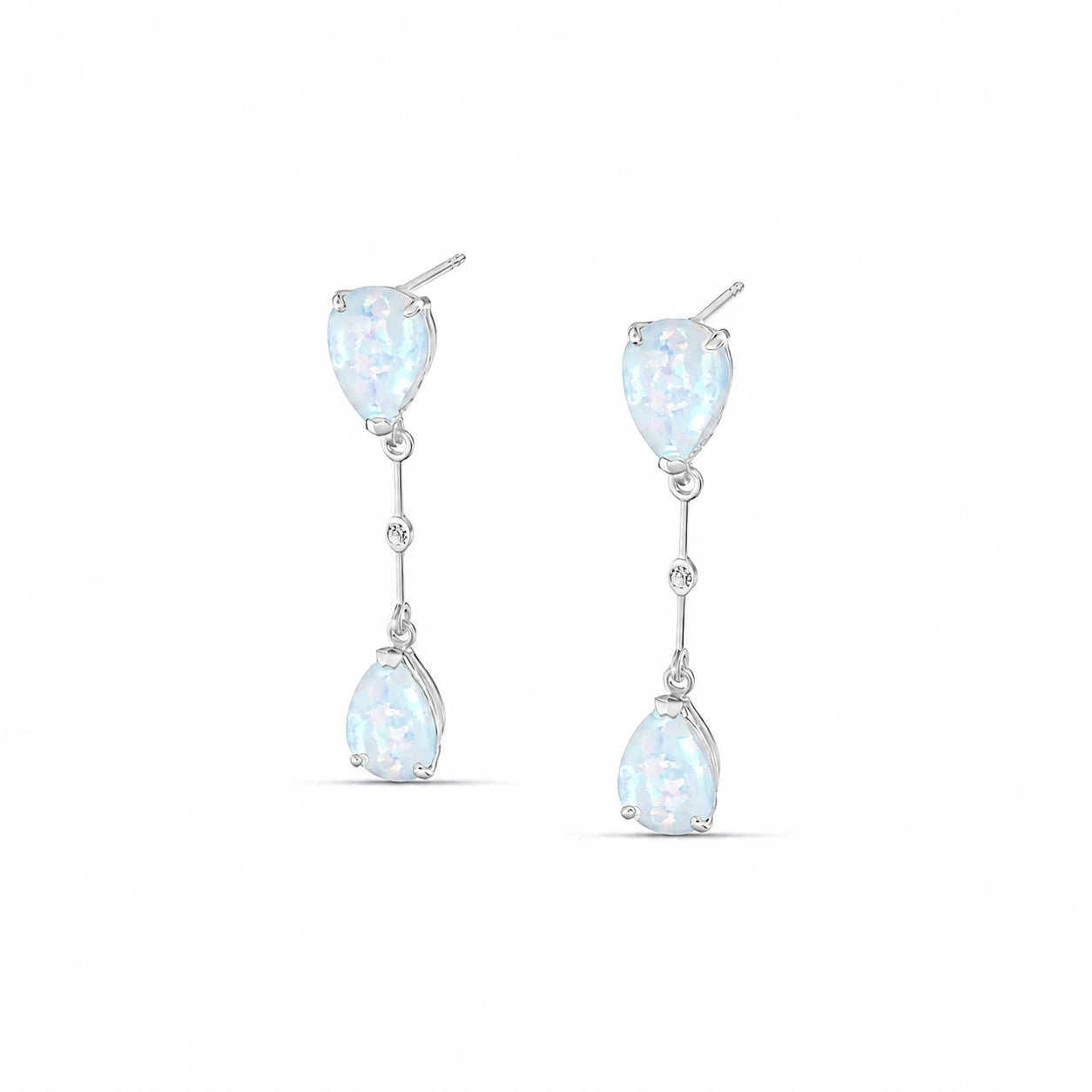White Gold Heritage Earrings Opal 10K — Paola