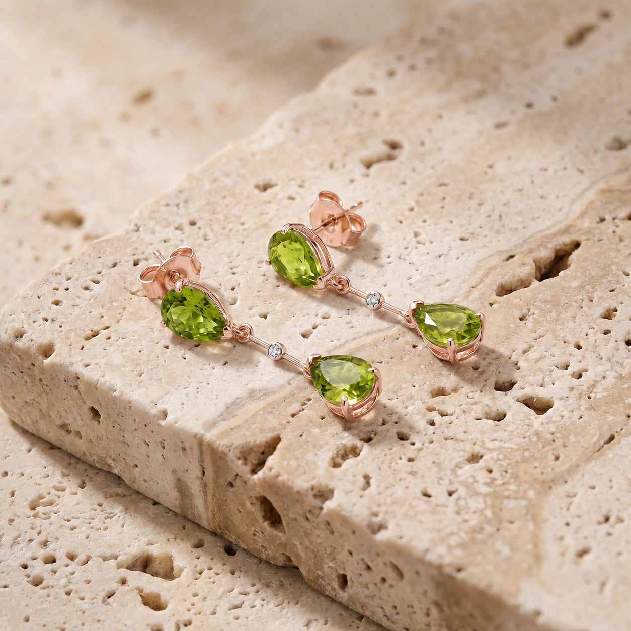 Rose Gold Heritage Earrings Peridot 10K — Paola