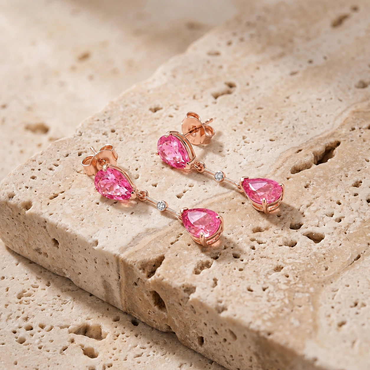 Rose Gold Pink Topaz & Diamond — Mariagiovannina