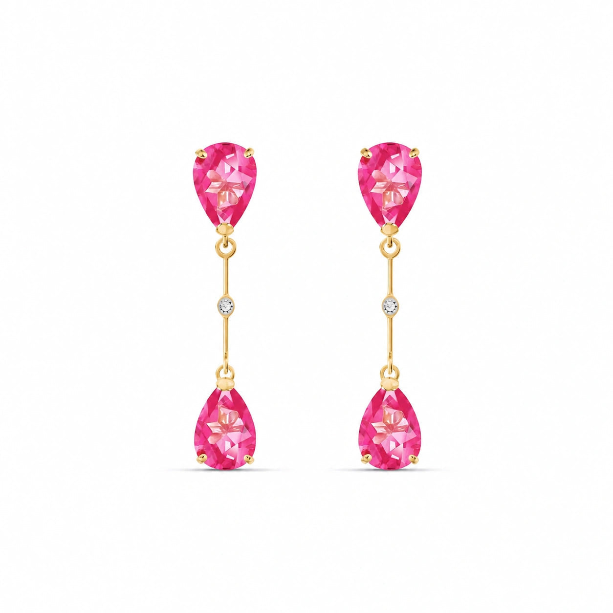 Yellow Gold Pink Topaz & Diamond — Mariagiovannina