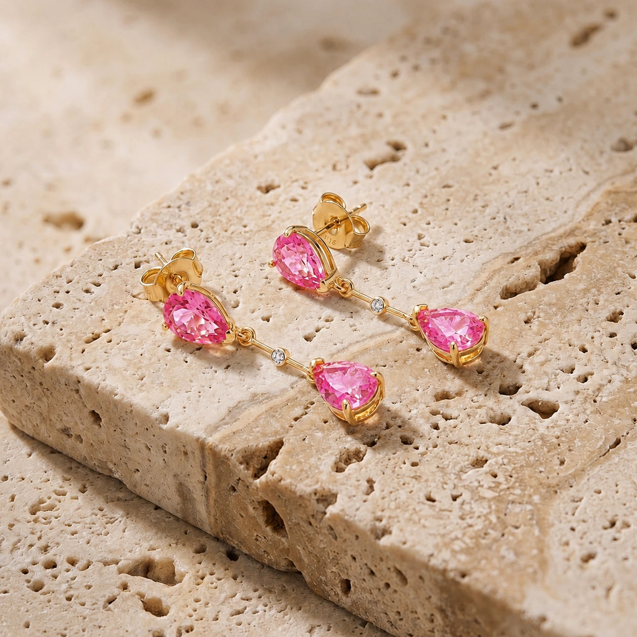 Yellow Gold Pink Topaz & Diamond — Mariagiovannina