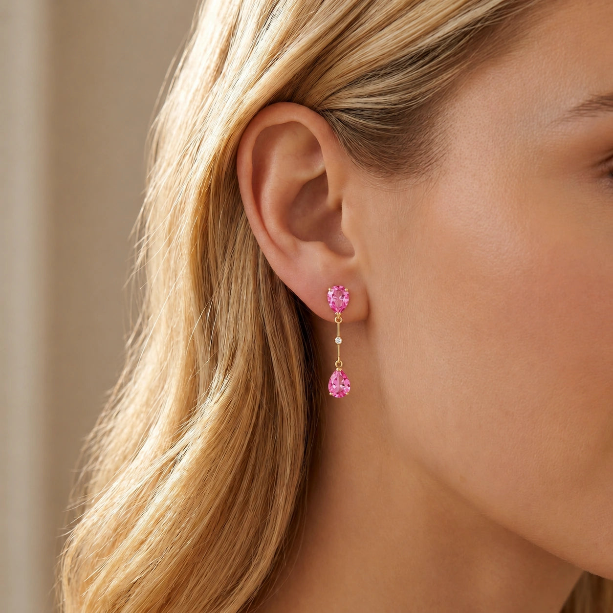 Yellow Gold Pink Topaz & Diamond — Mariagiovannina