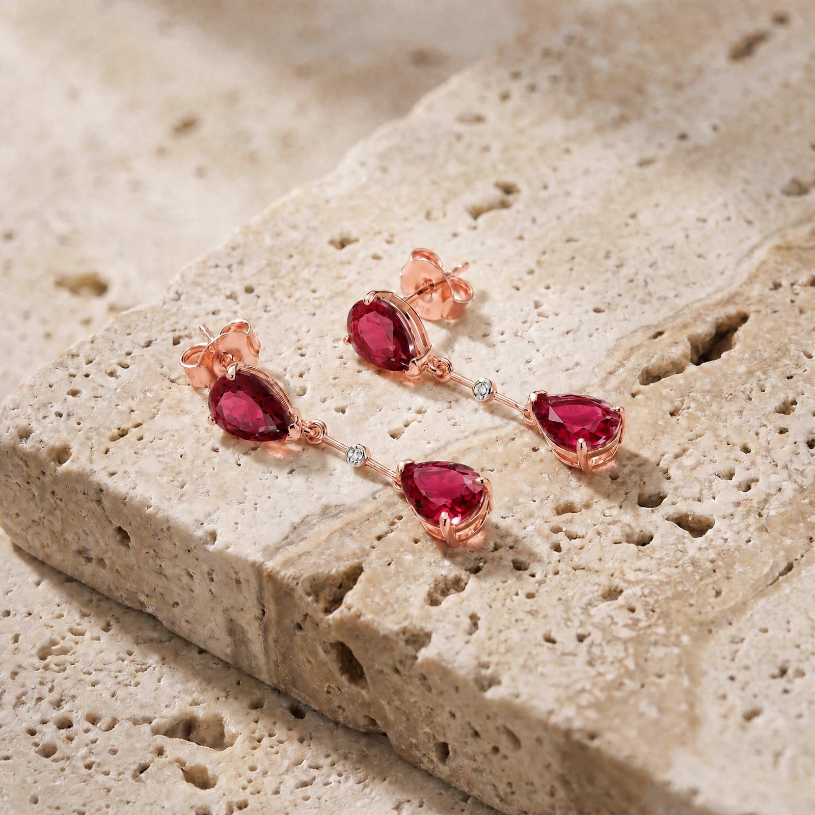 Rose Gold Heritage Earrings Ruby 10K — Paola