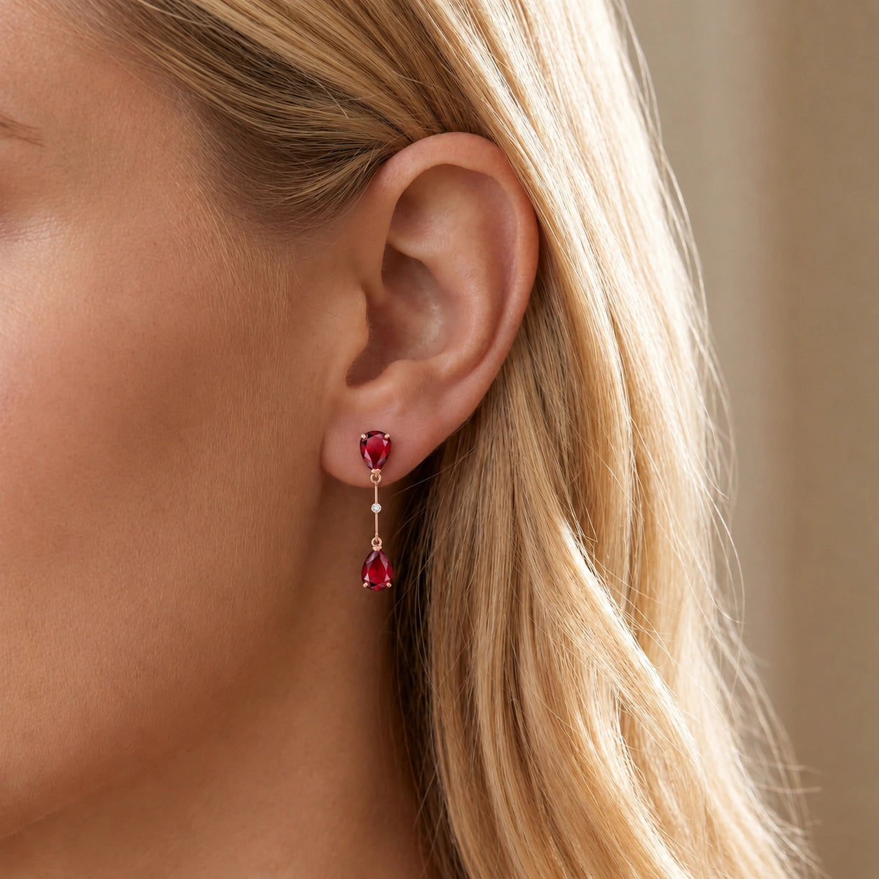 Rose Gold Heritage Earrings Ruby 10K — Paola