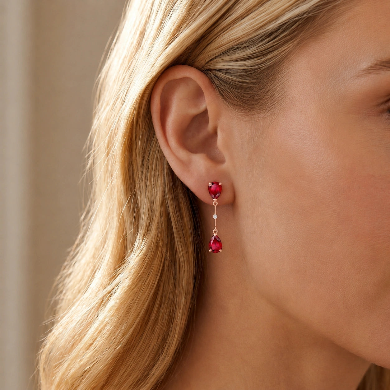 Rose Gold Heritage Earrings Ruby 10K — Paola