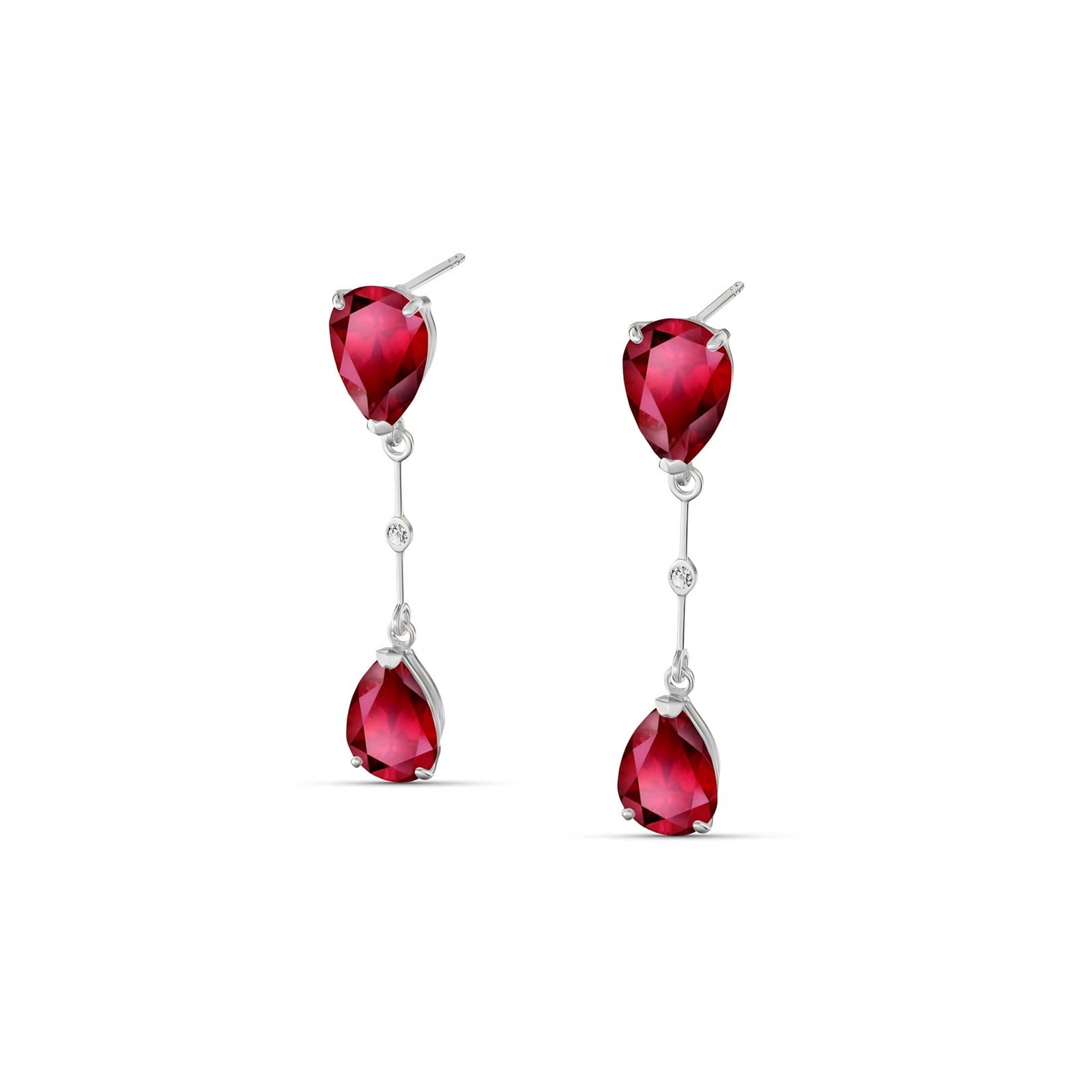 White Gold Heritage Earrings Ruby 10K — Paola