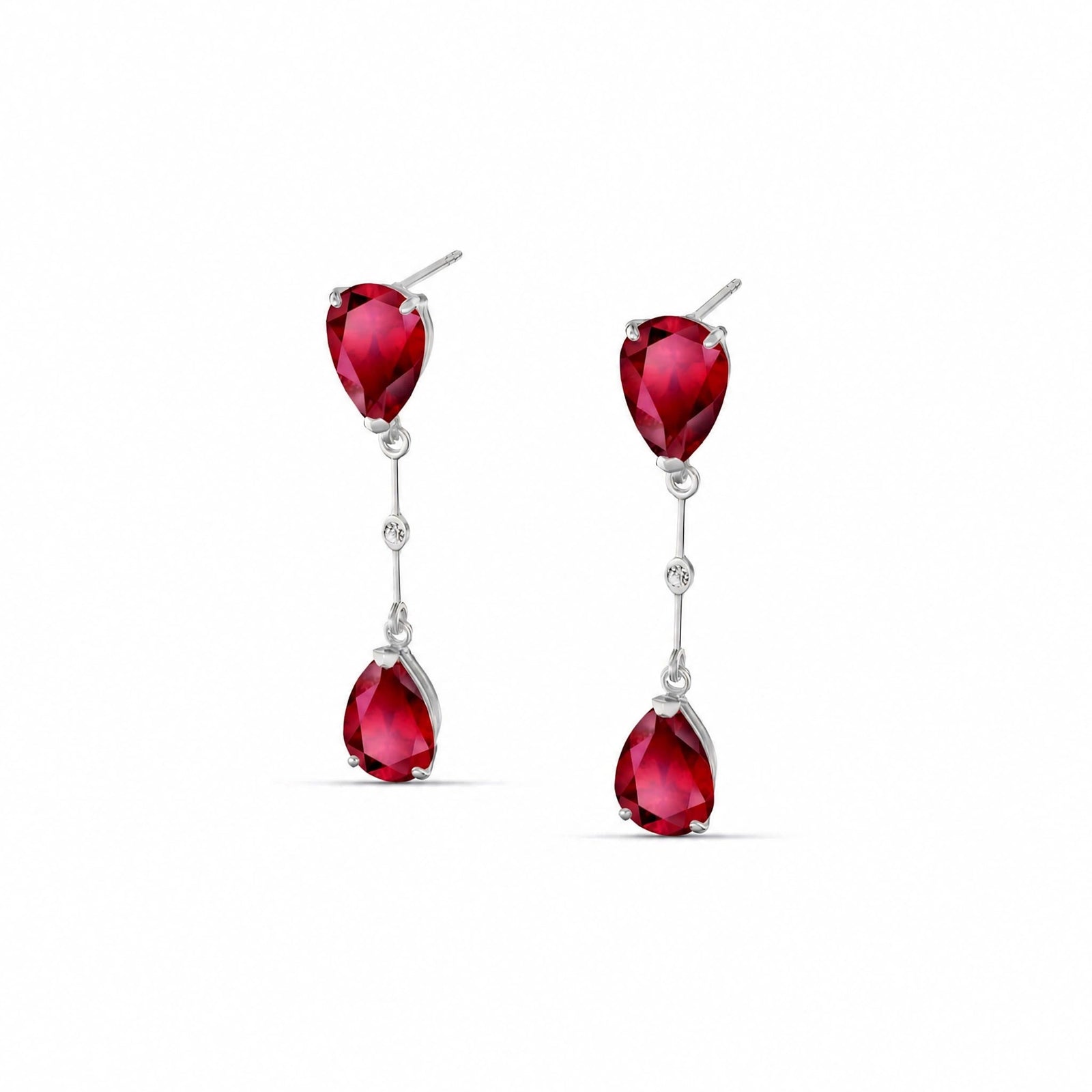 White Gold Heritage Earrings Ruby 10K — Paola