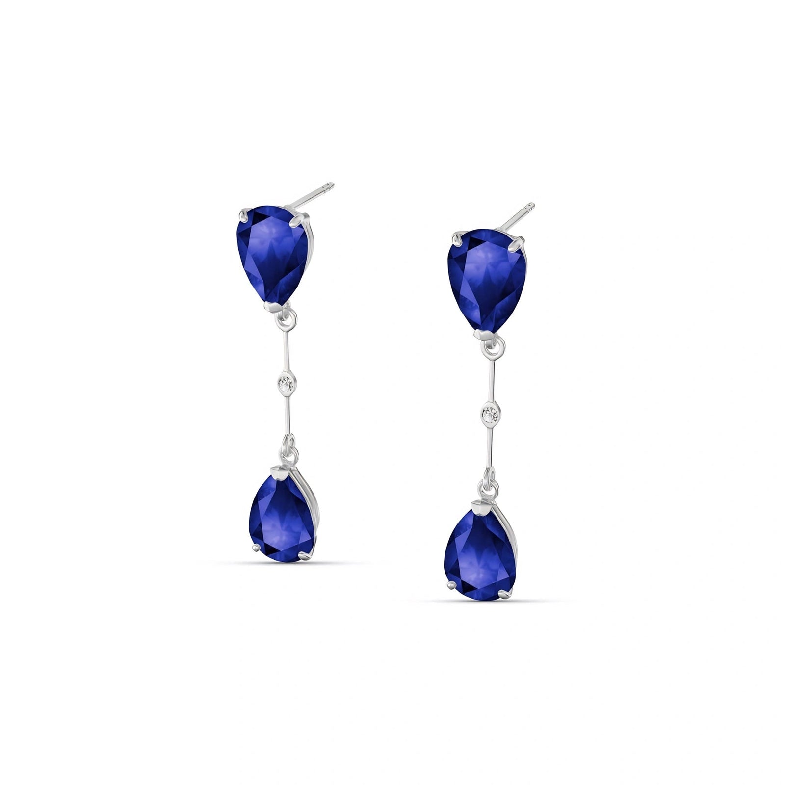 White Gold Heritage Earrings Sapphire 10K — Paola