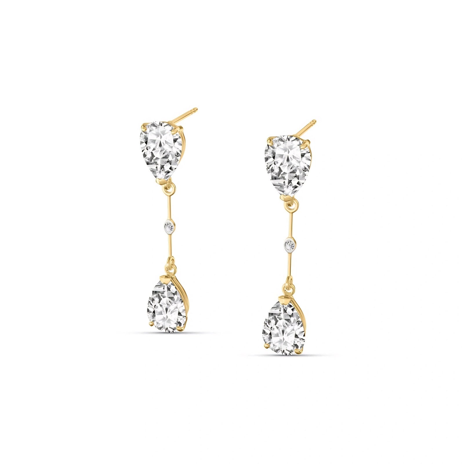Yellow Gold Heritage Earrings White Topaz 10K — Paola