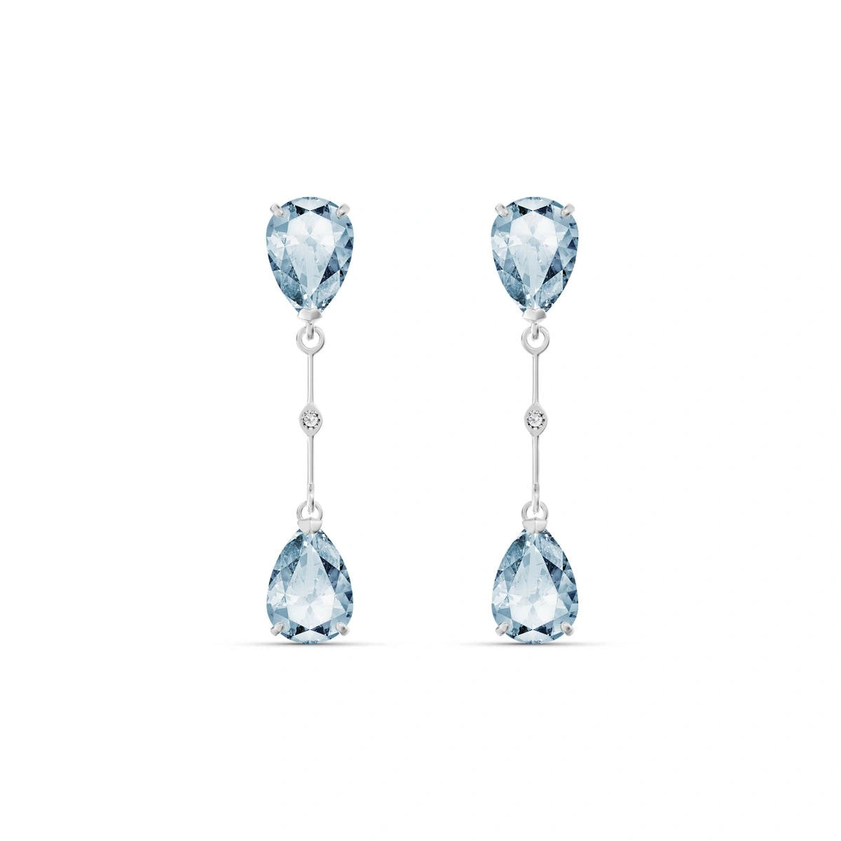 White Gold Heritage Earrings Aquamarine 10K — Paola