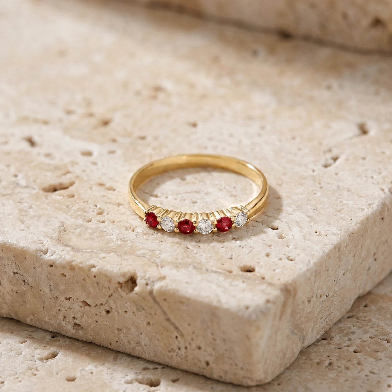 Yellow Gold Ring Ruby 10K — Paola