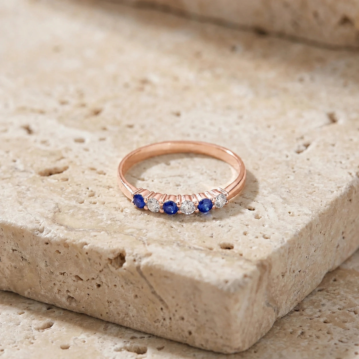 Rose Gold Ring Sapphire 10K — Paola