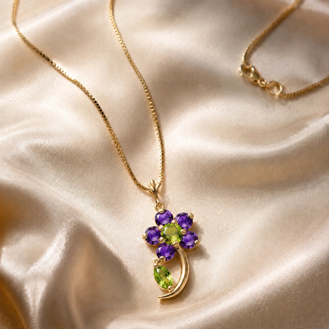 Yellow Gold Peridot & Amethyst — Andromeda