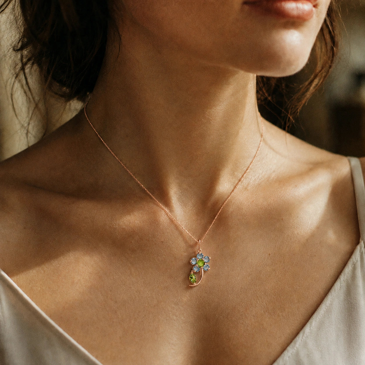 Rose Gold Peridot & Aquamarine — Andromeda