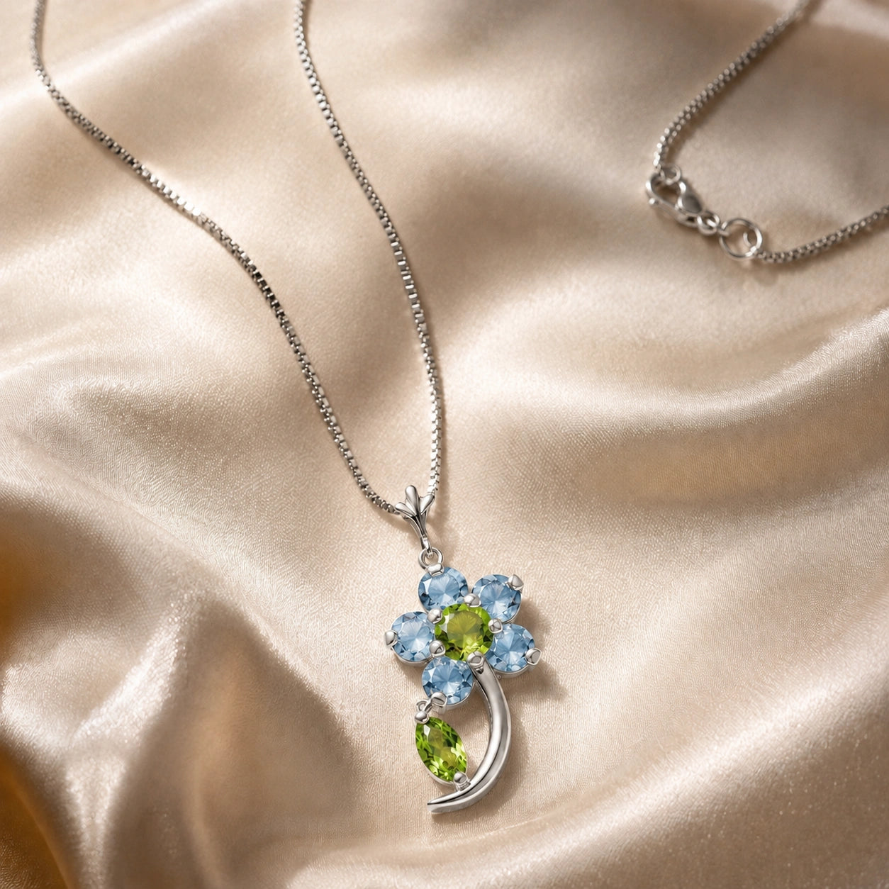 White Gold Peridot & Aquamarine — Andromeda
