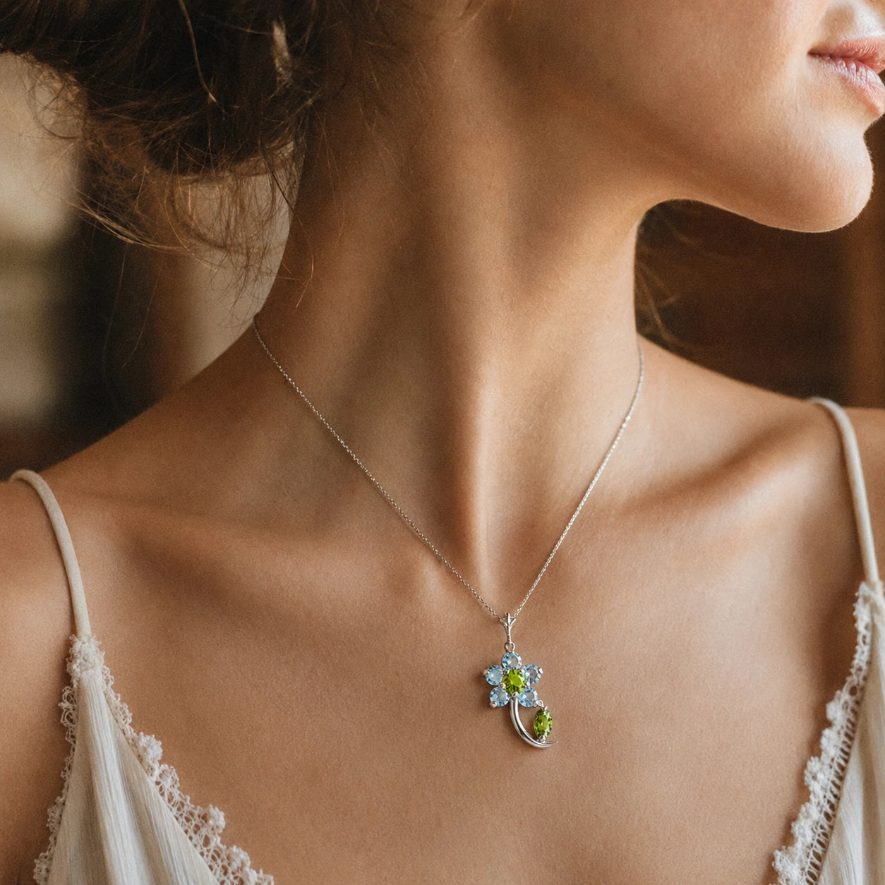 White Gold Peridot & Aquamarine — Andromeda