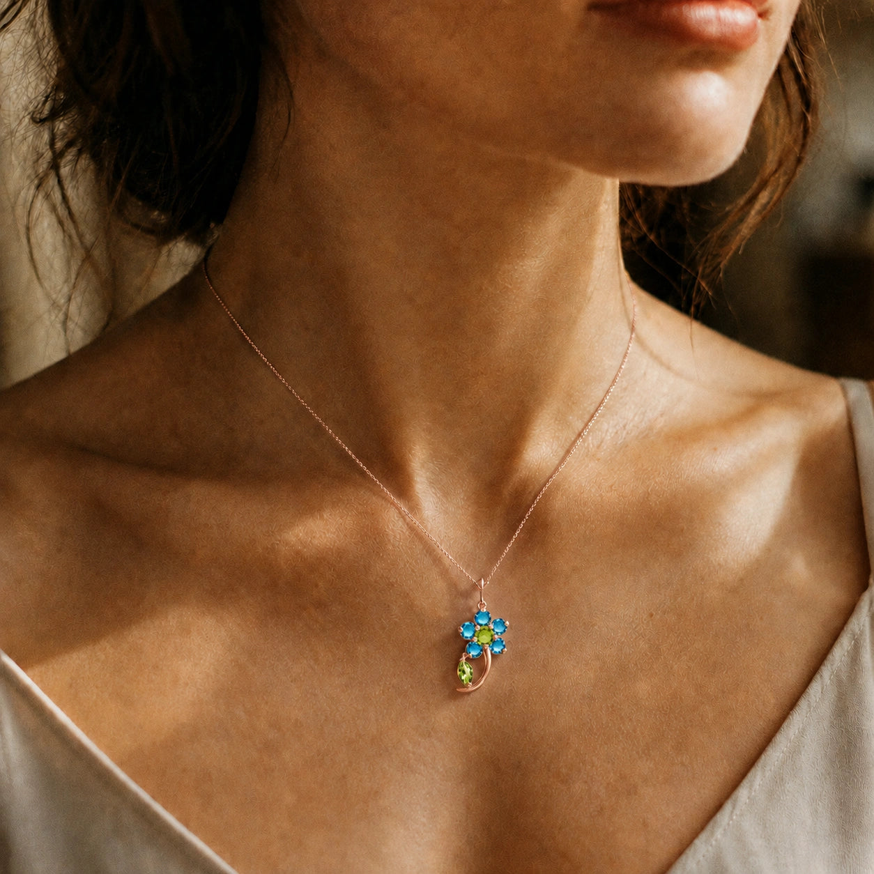 Rose Gold Peridot & Blue Topaz — Andromeda
