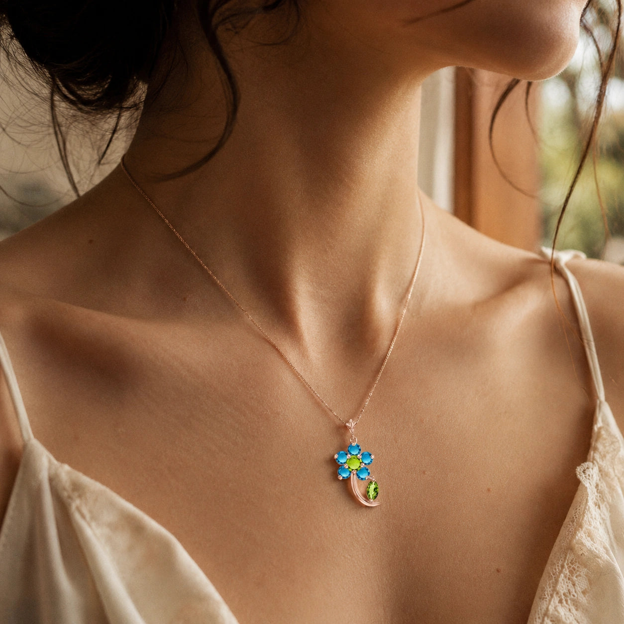 Rose Gold Peridot & Blue Topaz — Andromeda