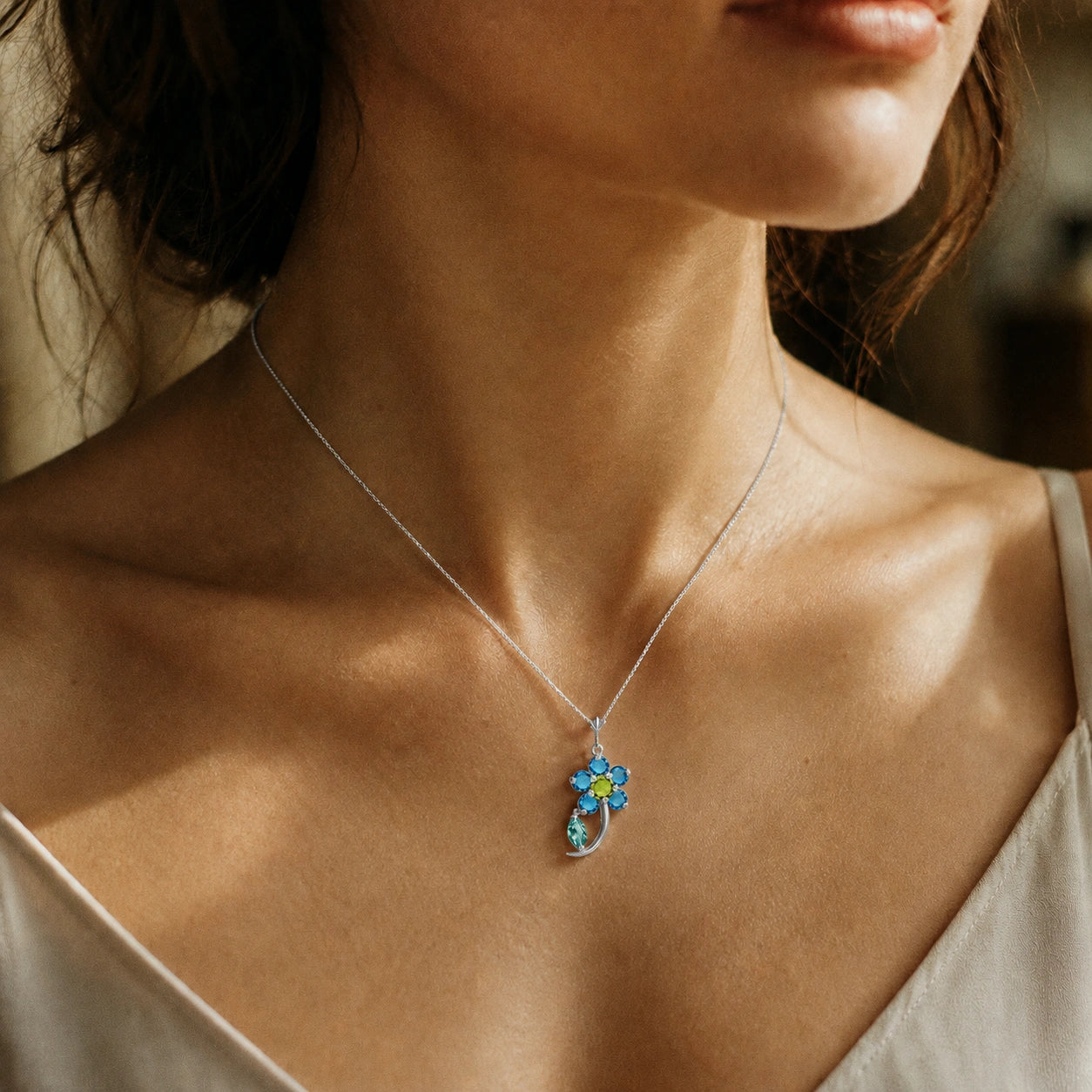 White Gold Peridot & Blue Topaz — Andromeda