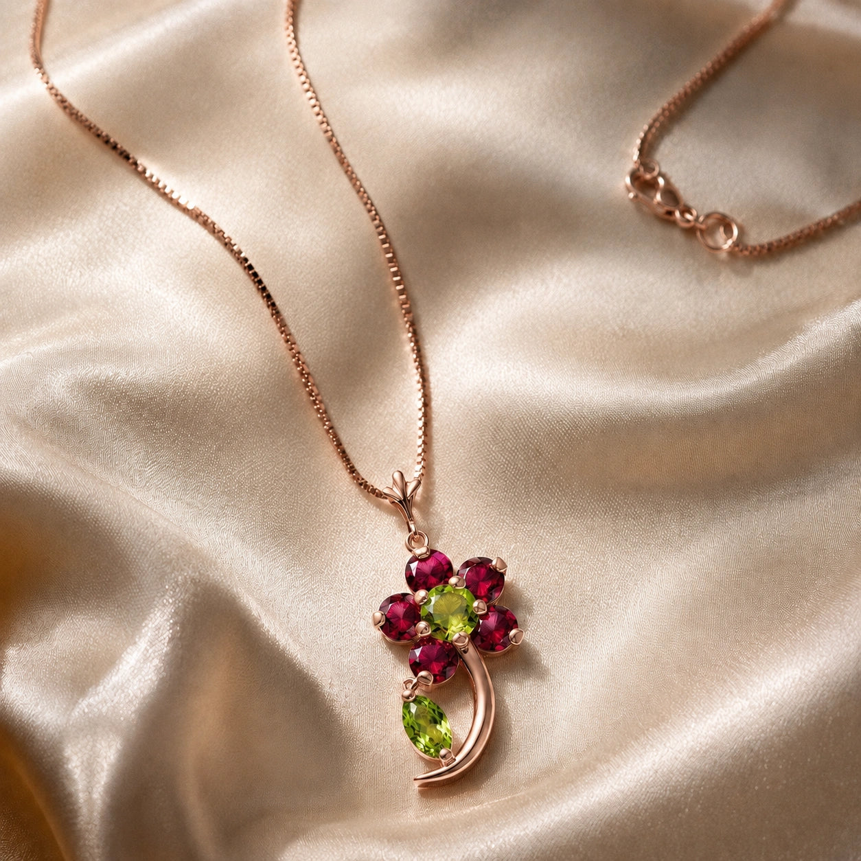 Rose Gold Peridot & Ruby — Andromeda