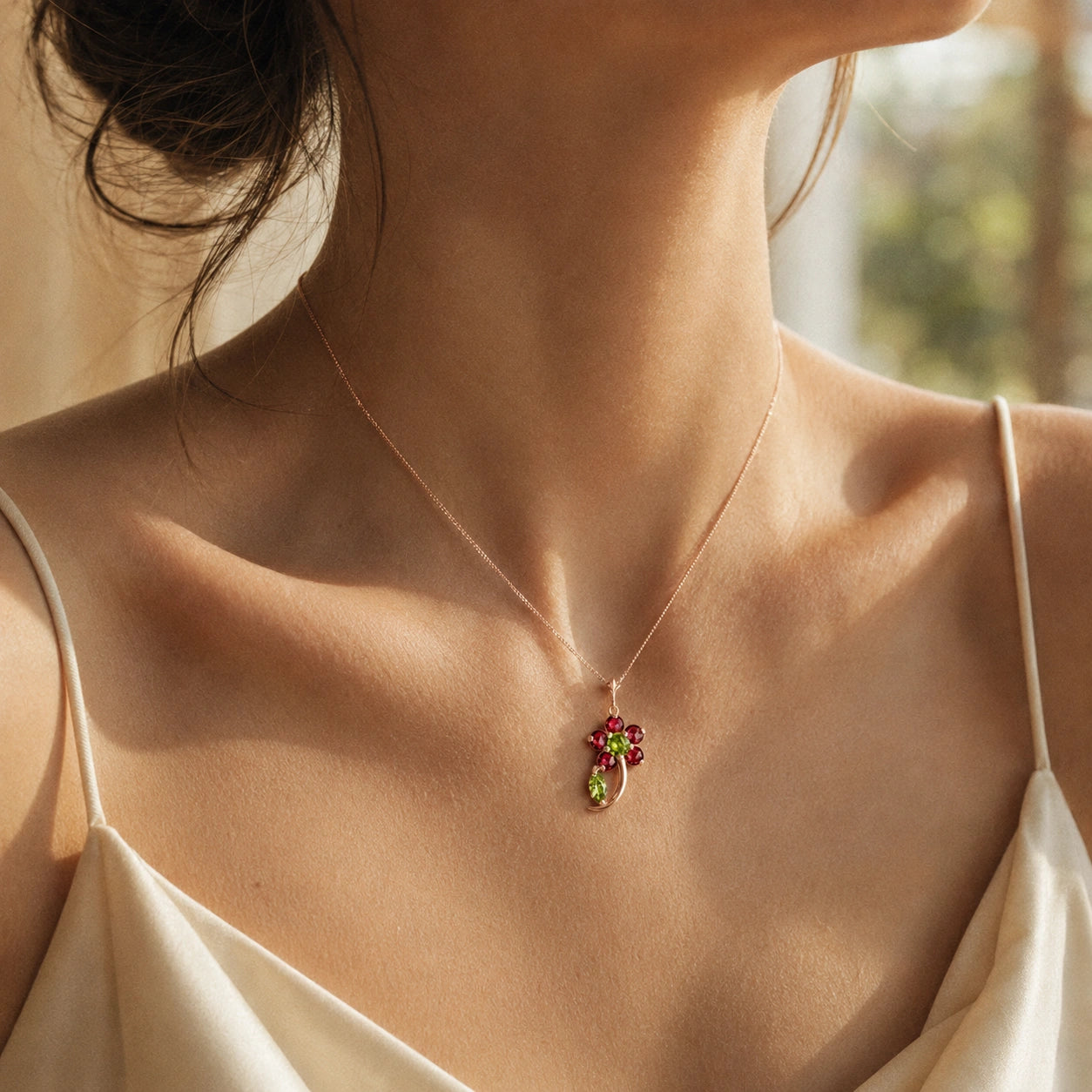 Rose Gold Peridot & Ruby — Andromeda